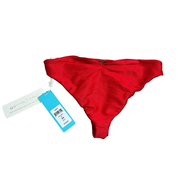 Beach Bunny Red Nadia Skimpy Bikini Bottom with Gold Hardware Size Small - Picture 7 of 7